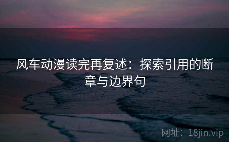 风车动漫读完再复述：探索引用的断章与边界句