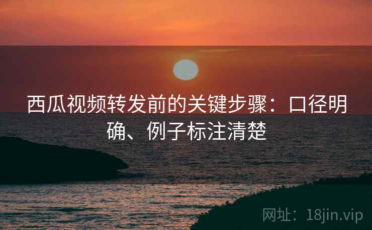 西瓜视频转发前的关键步骤：口径明确、例子标注清楚